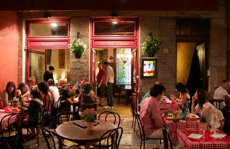 Europe in spring: Restaurant in Lyon, France