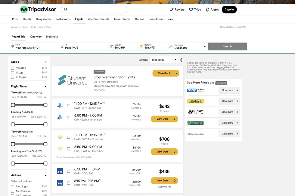 Best airfare search websites ranked: #5: Tripadvisor